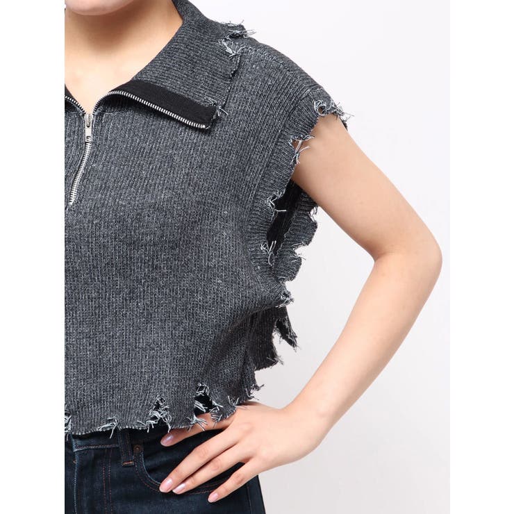 ハーフジップダメージニット | jouetie | 詳細画像14 