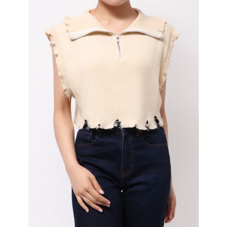 ハーフジップダメージニット | jouetie | 詳細画像21 