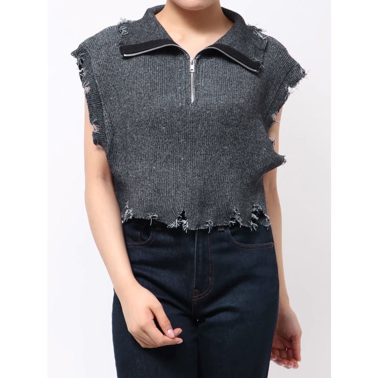 ハーフジップダメージニット | jouetie | 詳細画像22 