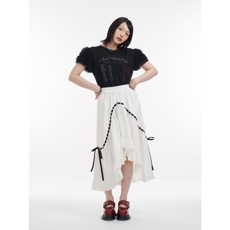 フリルチュールドッキングTシャツ | jouetie | 詳細画像10 