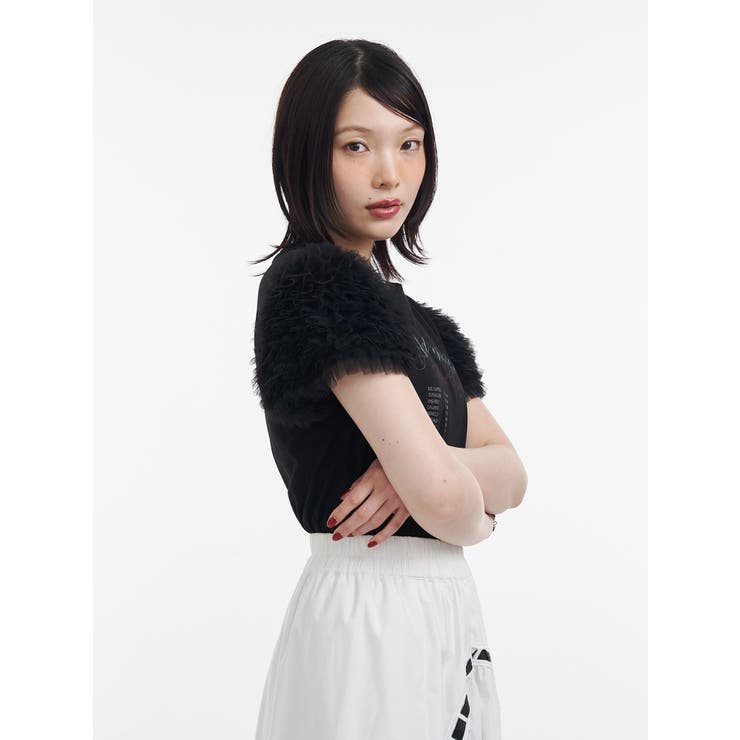 フリルチュールドッキングTシャツ | jouetie | 詳細画像7 