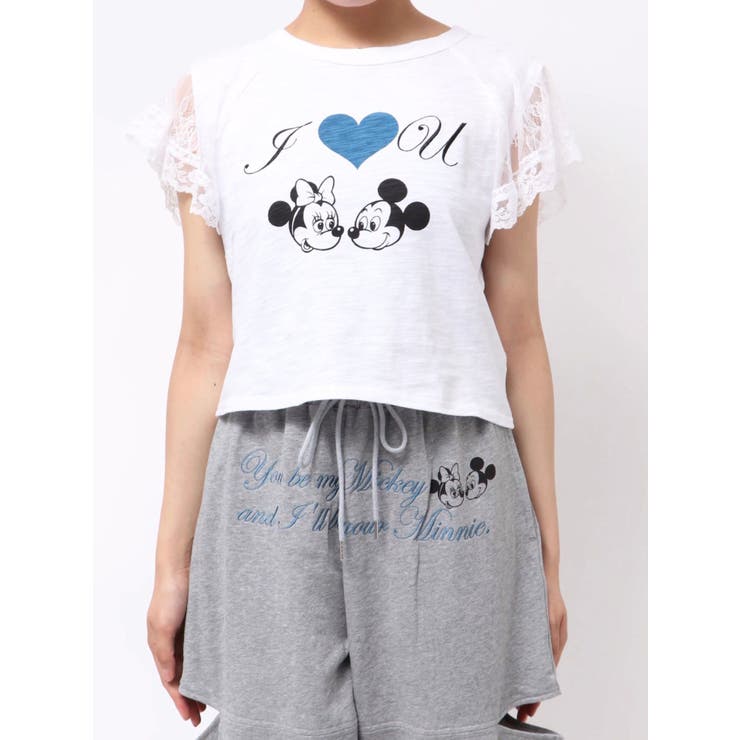 【Mickey&Minnie】ILOVEレースリメイクトップス | jouetie | 詳細画像10 