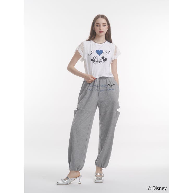 【Mickey&Minnie】ILOVEレースリメイクトップス | jouetie | 詳細画像2 