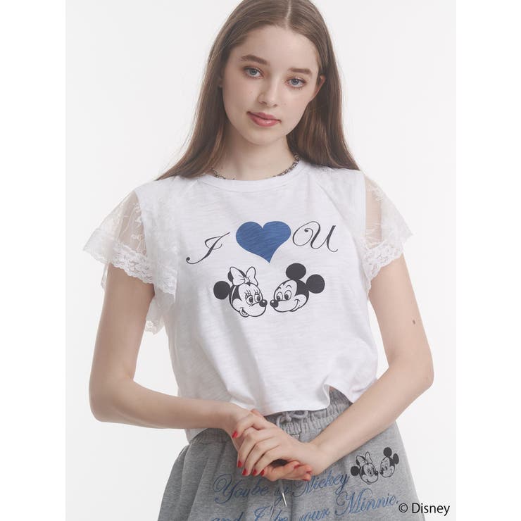 【Mickey&Minnie】ILOVEレースリメイクトップス | jouetie | 詳細画像3 