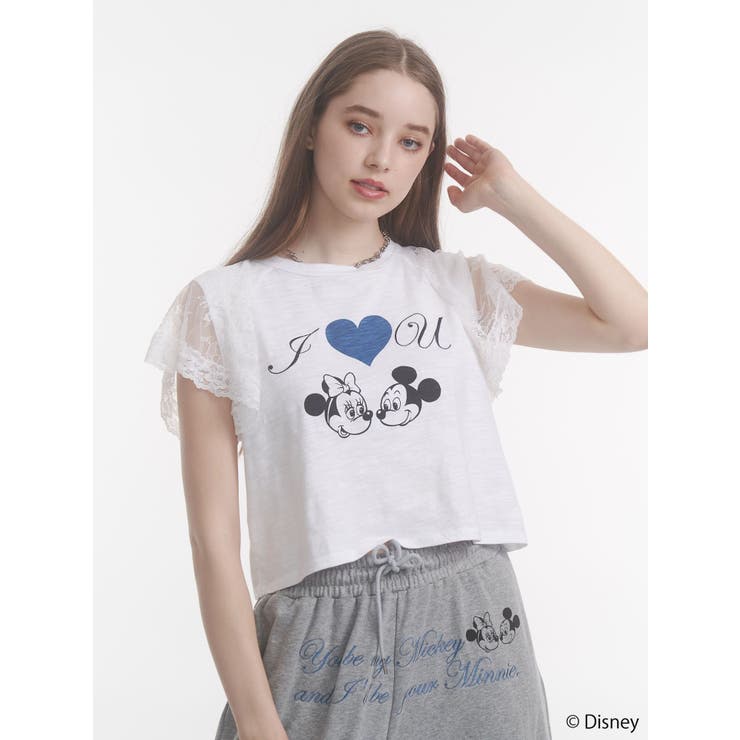 【Mickey&Minnie】ILOVEレースリメイクトップス | jouetie | 詳細画像5 