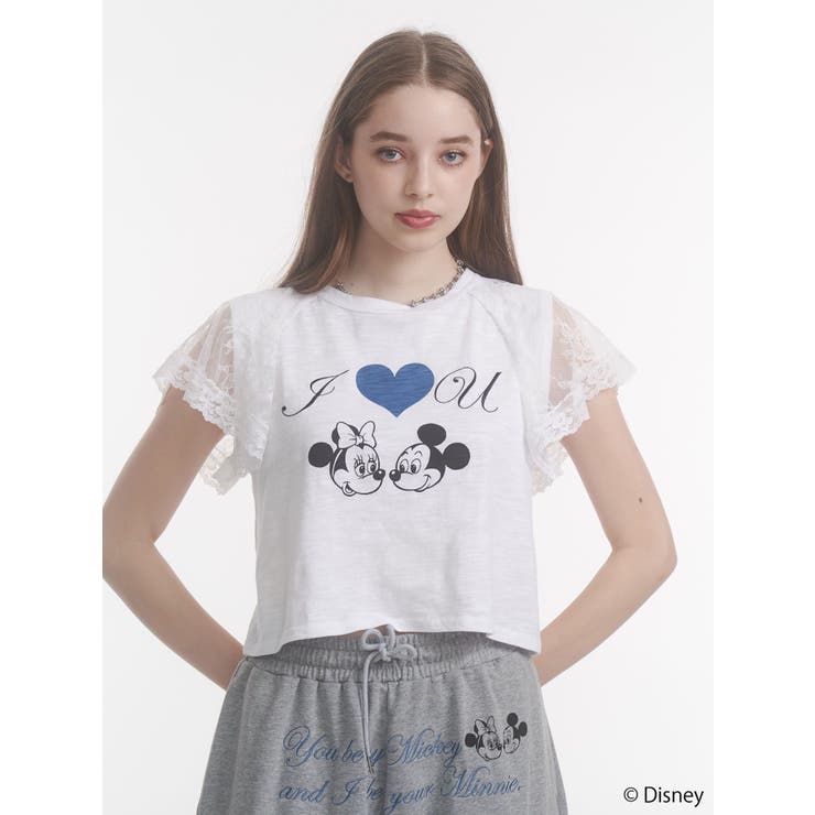 【Mickey&Minnie】ILOVEレースリメイクトップス | jouetie | 詳細画像6 