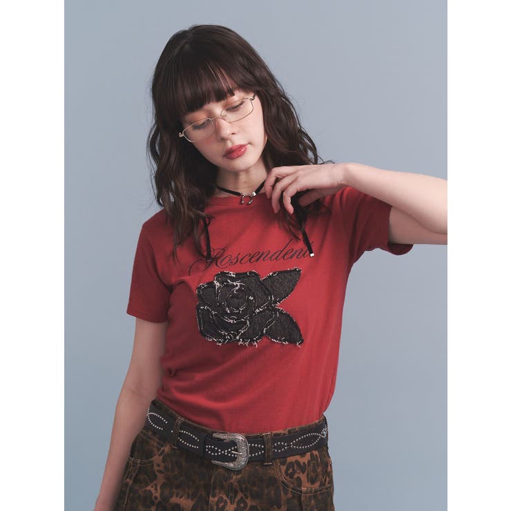 ローズドッキングTシャツ[品番：MKSW0064636]｜jouetie（ジュエティ