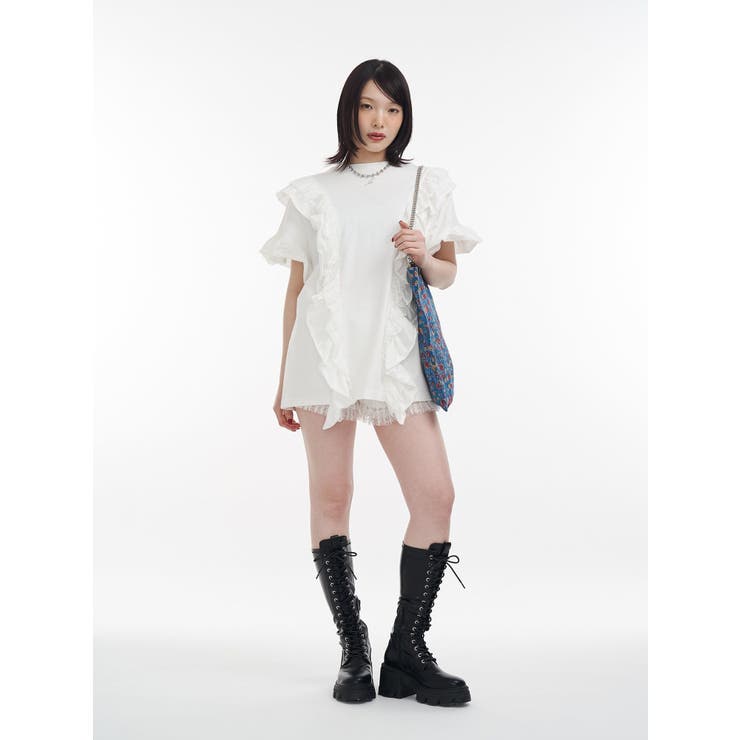 フリルドッキングルーズTシャツ | jouetie | 詳細画像12 
