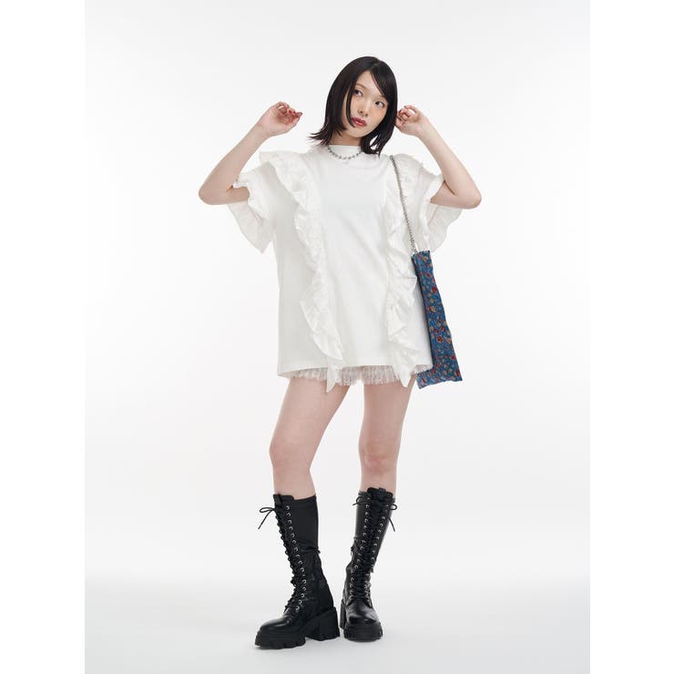フリルドッキングルーズTシャツ | jouetie | 詳細画像13 