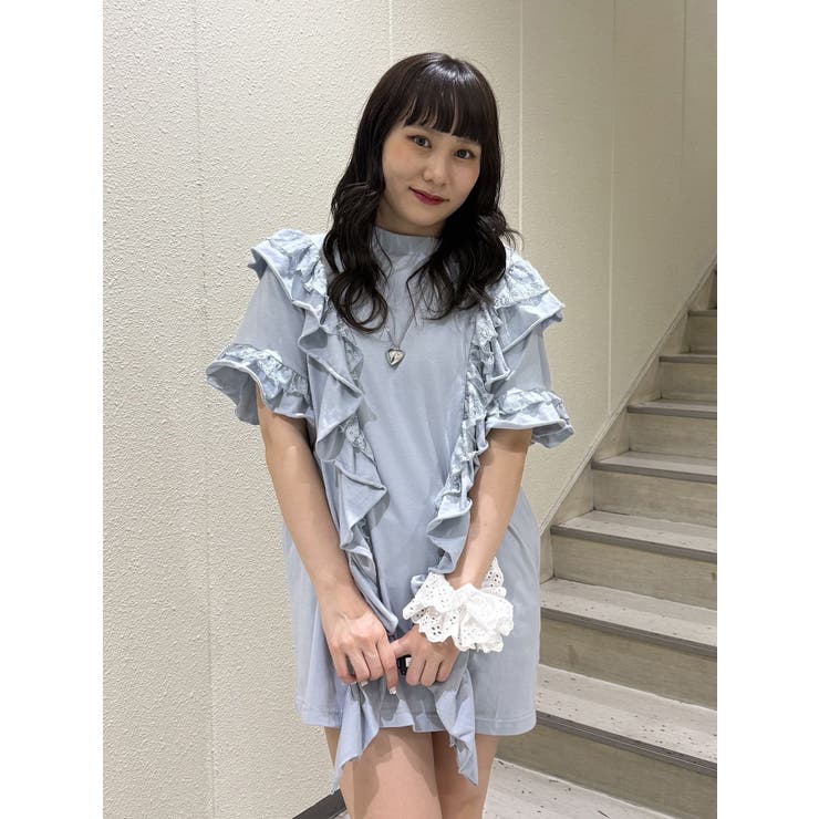 ブルー | フリルドッキングルーズTシャツ | jouetie