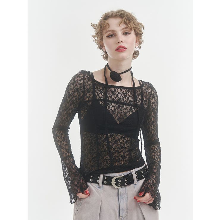 レースギャザートップス | jouetie | 詳細画像4 