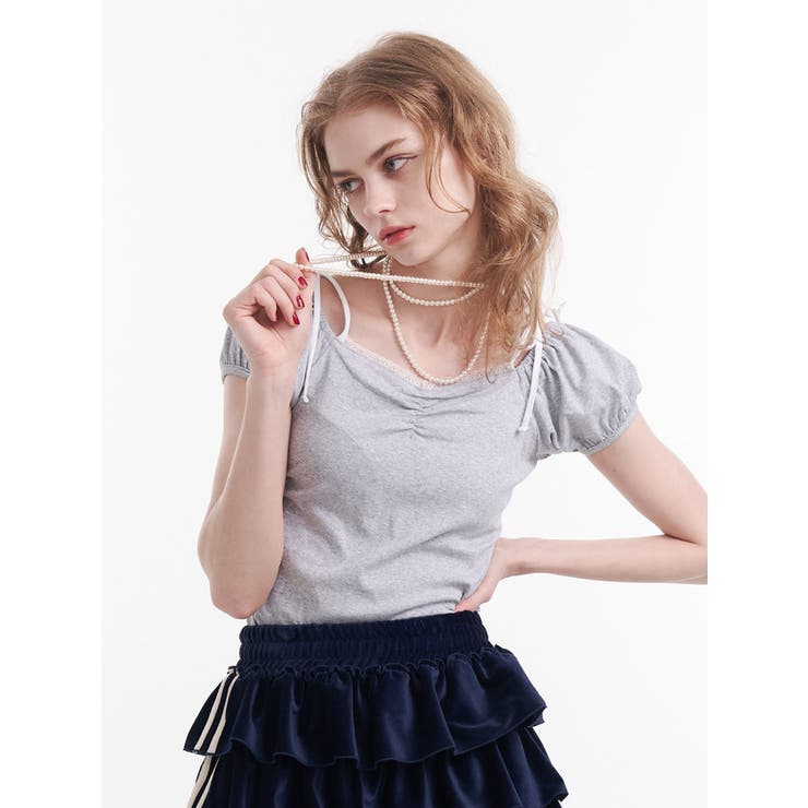 レースドッキングリボントップス | jouetie | 詳細画像1 