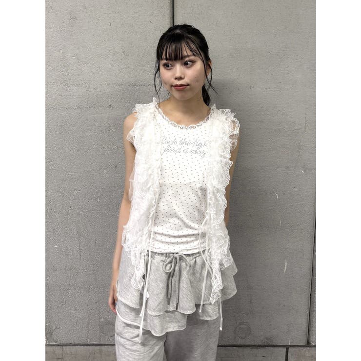 レースラインストーンロゴタンクトップ | jouetie | 詳細画像12 