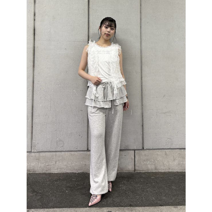 レースラインストーンロゴタンクトップ | jouetie | 詳細画像13 