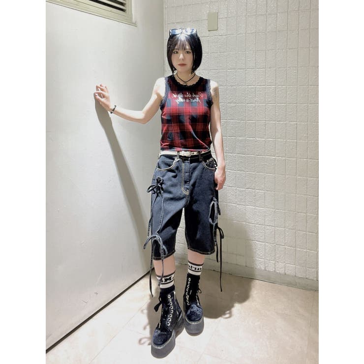 レースラインストーンロゴタンクトップ | jouetie | 詳細画像15 