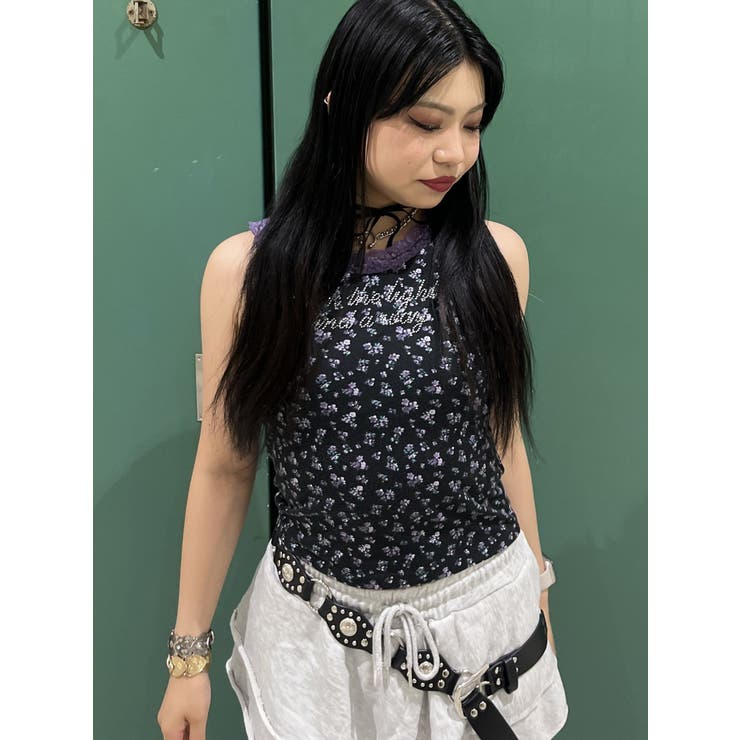 レースラインストーンロゴタンクトップ | jouetie | 詳細画像16 