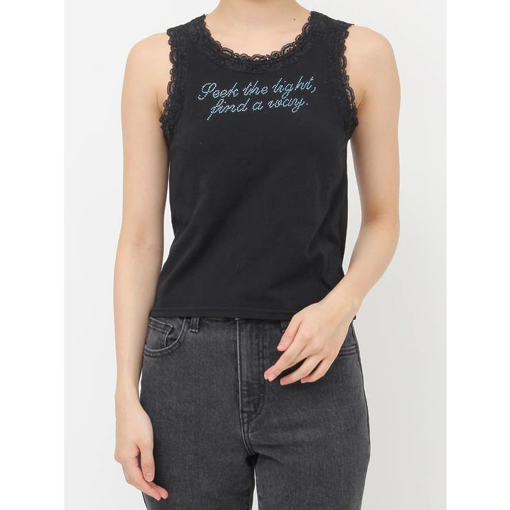 レースラインストーンロゴタンクトップ | jouetie | 詳細画像33 