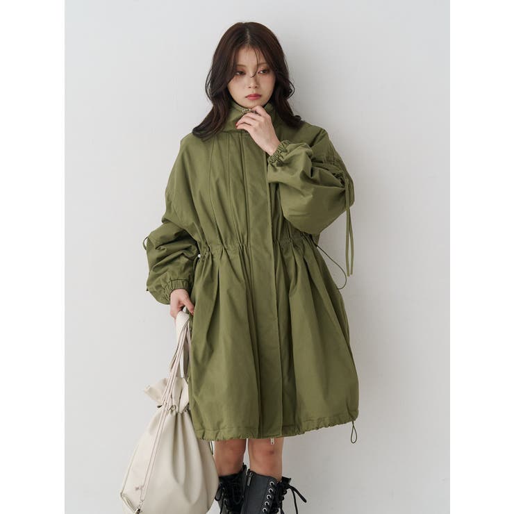 カーキ | ギャザーリボンモッズコート | jouetie