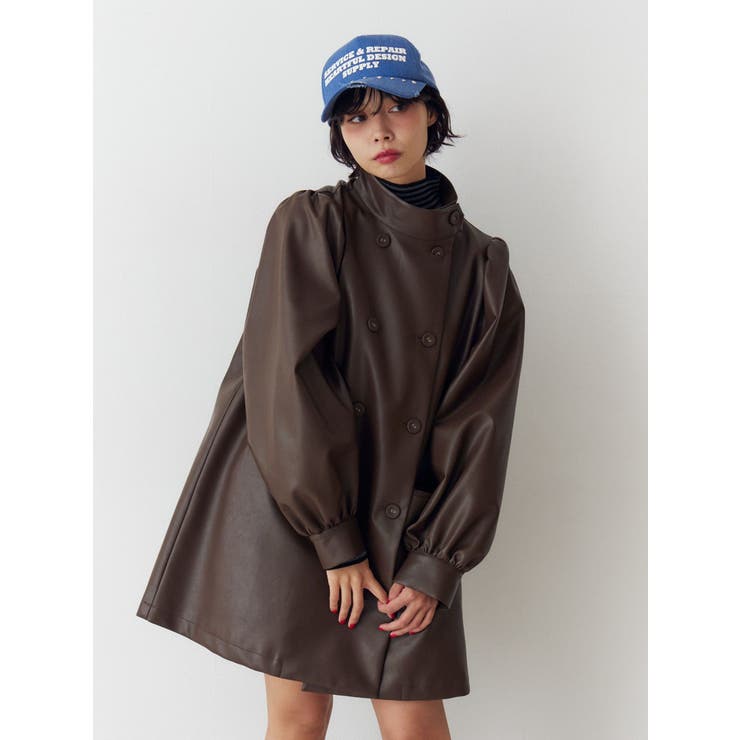 フェイクレザーAラインジャケット | jouetie | 詳細画像15 