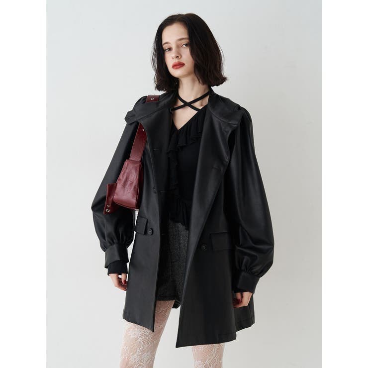 フェイクレザーAラインジャケット | jouetie | 詳細画像7 