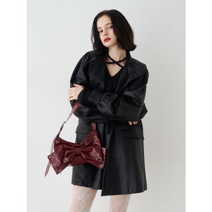 フェイクレザーAラインジャケット | jouetie | 詳細画像8 