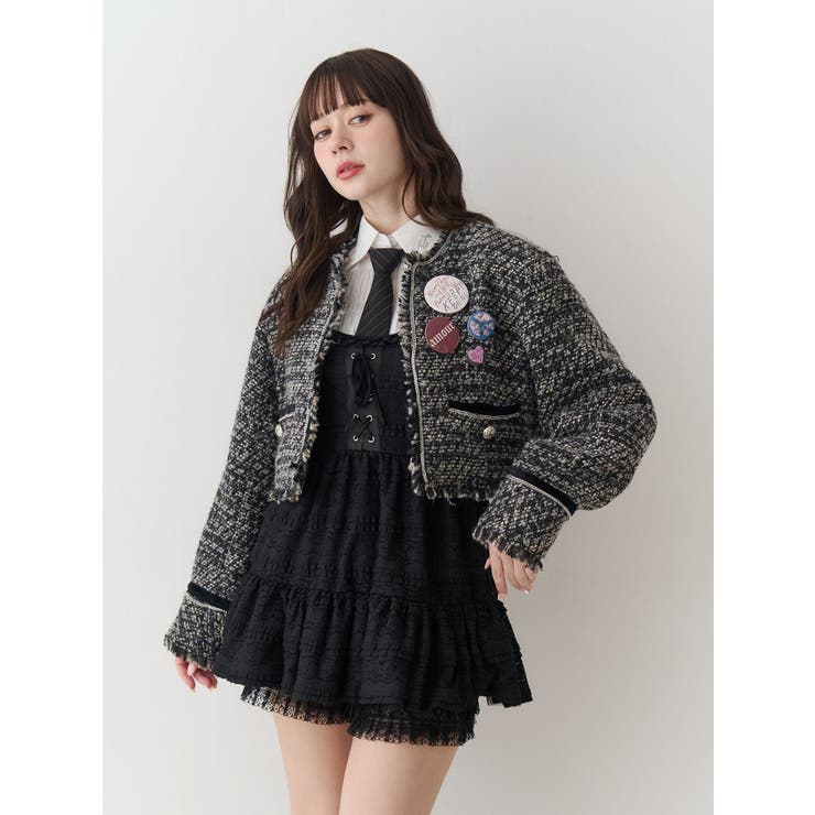 【PosTokyo】ノーカラーツイードジャケット | jouetie | 詳細画像1 