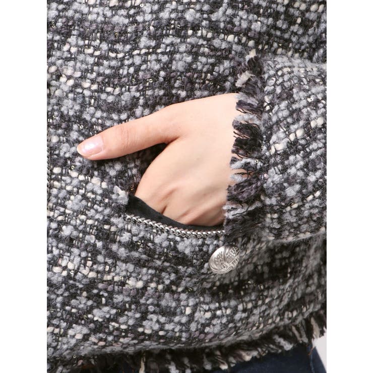 【PosTokyo】ノーカラーツイードジャケット | jouetie | 詳細画像19 