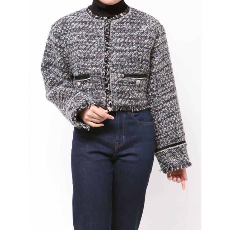 【PosTokyo】ノーカラーツイードジャケット | jouetie | 詳細画像29 