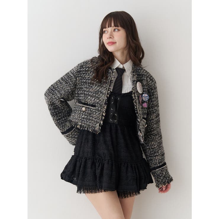 【PosTokyo】ノーカラーツイードジャケット | jouetie | 詳細画像3 