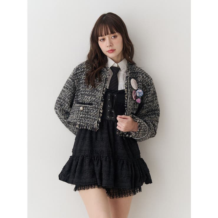 【PosTokyo】ノーカラーツイードジャケット | jouetie | 詳細画像5 