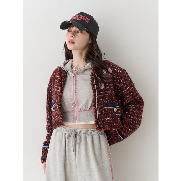 【PosTokyo】ノーカラーツイードジャケット | jouetie | 詳細画像9 