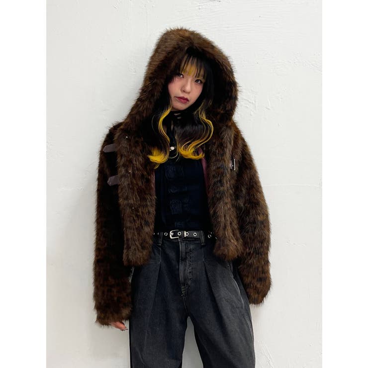 ブラウン | ベルトフードファージャケット | jouetie