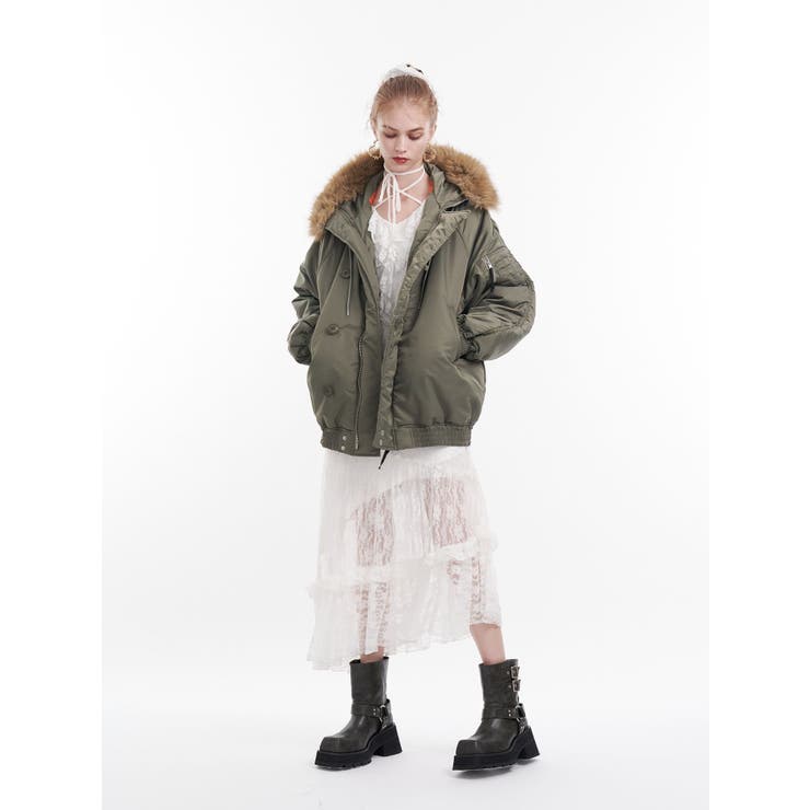 TEEN BOOP バイカラールーズブルゾン ベージュ新品 TEEN BOOP バイ