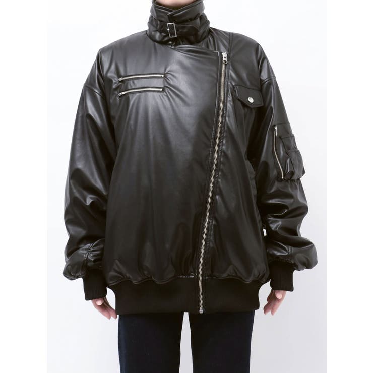 フェイクレザーライダースMA-1ジャケット | jouetie | 詳細画像16 