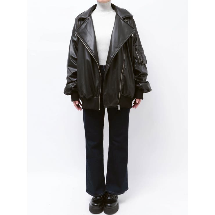 フェイクレザーライダースMA-1ジャケット | jouetie | 詳細画像18 