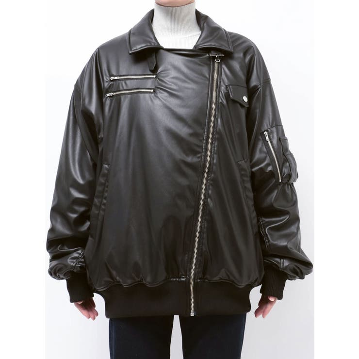 フェイクレザーライダースMA-1ジャケット | jouetie | 詳細画像3 