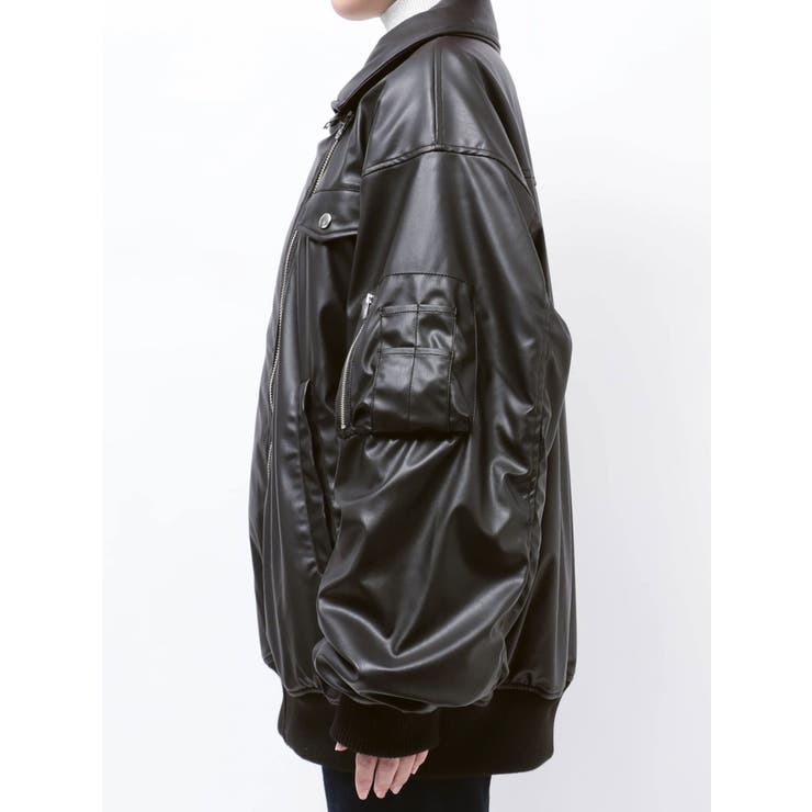 フェイクレザーライダースMA-1ジャケット | jouetie | 詳細画像4 