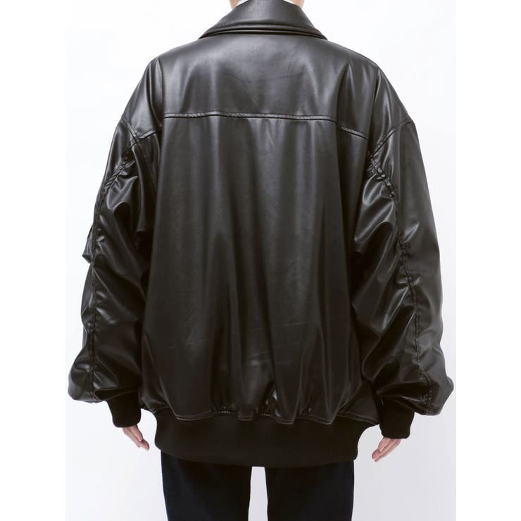 フェイクレザーライダースMA-1ジャケット[品番：MKSW0067113]｜jouetie