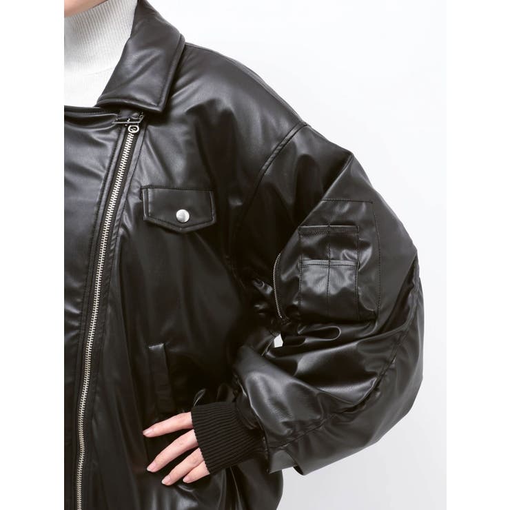 フェイクレザーライダースMA-1ジャケット | jouetie | 詳細画像7 