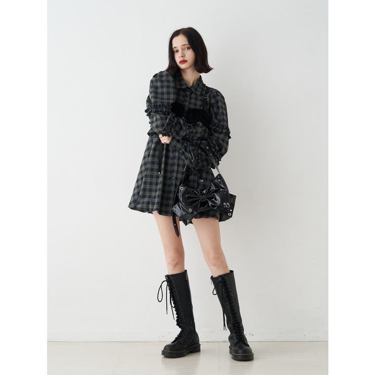 フリルショルダーバルーンミニワンピース[品番：MKSW0065117]｜jouetie