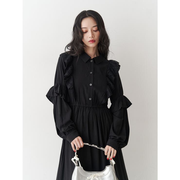 ラッフルフリルロングワンピース[品番：MKSW0067227]｜jouetie