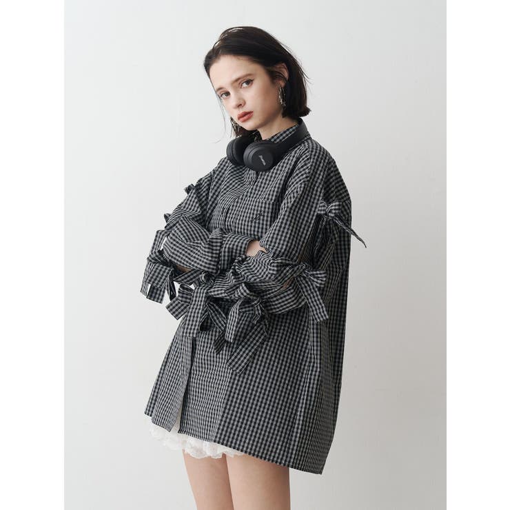 WEB限定】リボンスリーブBIGシャツ[品番：MKSW0066846]｜jouetie