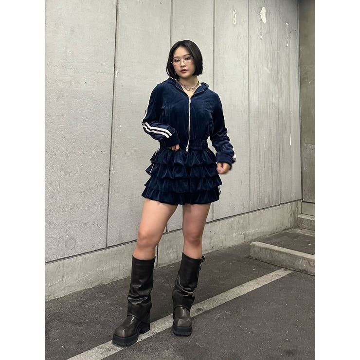 ベロアラインティアードミニスカート【セットアップ対応】 | jouetie | 詳細画像45 