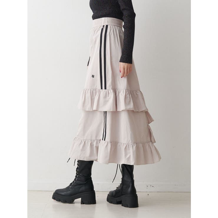 WEB限定】ラインフリルフレアスカート[品番：MKSW0066848]｜jouetie