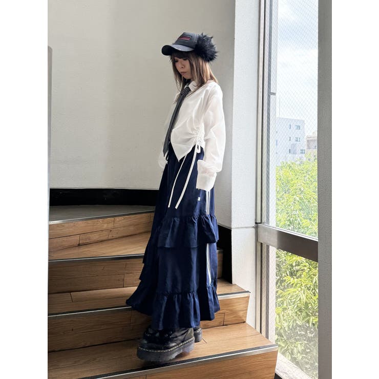 WEB限定】ラインフリルフレアスカート[品番：MKSW0066848]｜jouetie