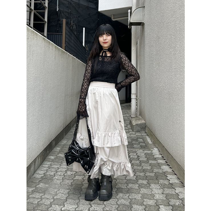 WEB限定】ラインフリルフレアスカート[品番：MKSW0066848]｜jouetie