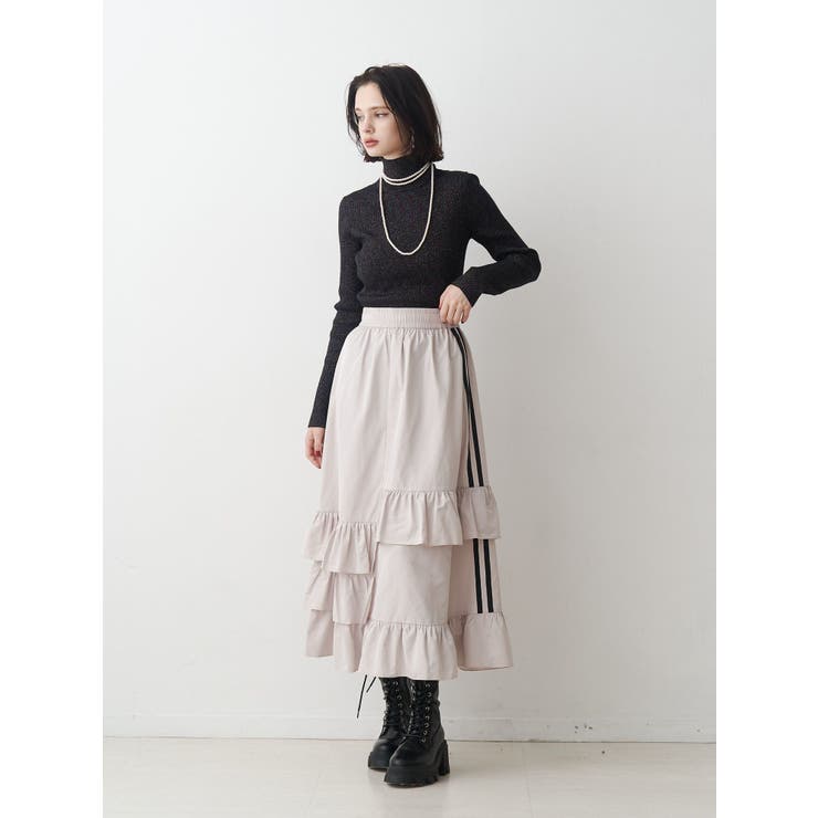 WEB限定】ラインフリルフレアスカート[品番：MKSW0066848]｜jouetie
