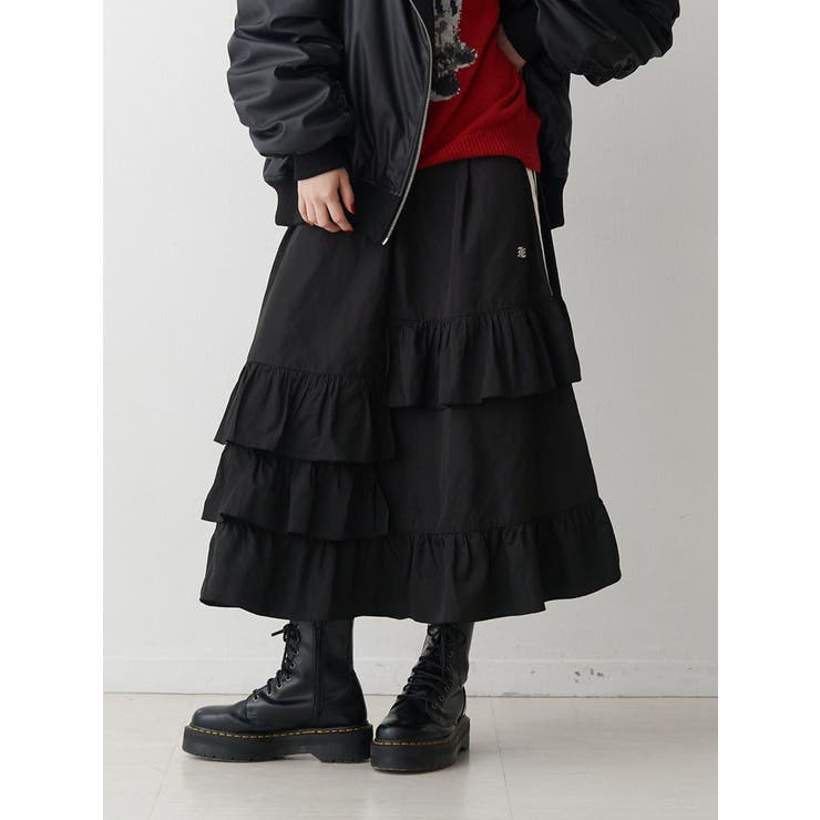 WEB限定】ラインフリルフレアスカート[品番：MKSW0066848]｜jouetie