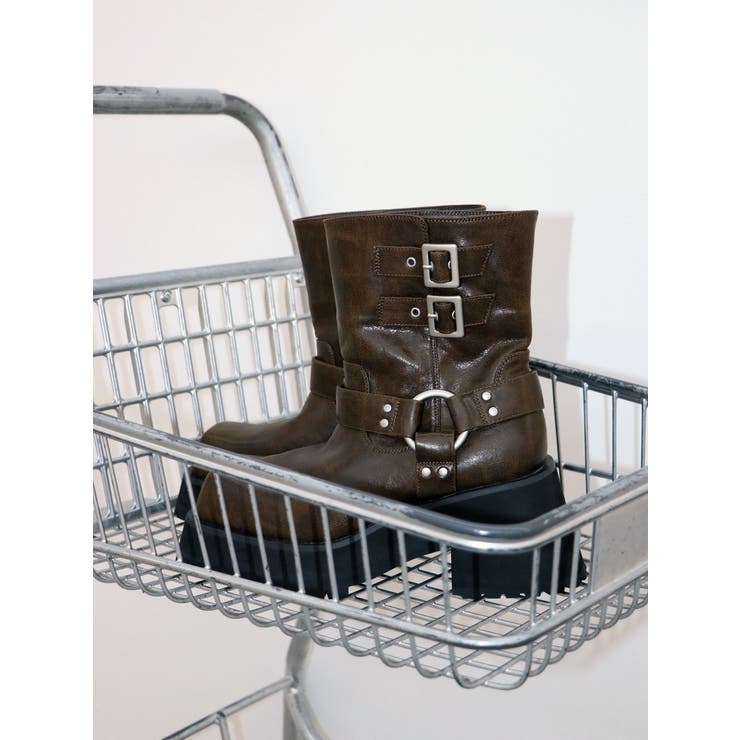 ブラウン | プラットフォームショートエンジニアブーツ | jouetie