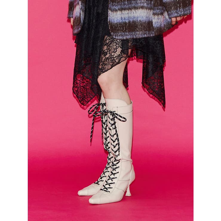 アイボリー | ボクシングレースアップブーツ | jouetie